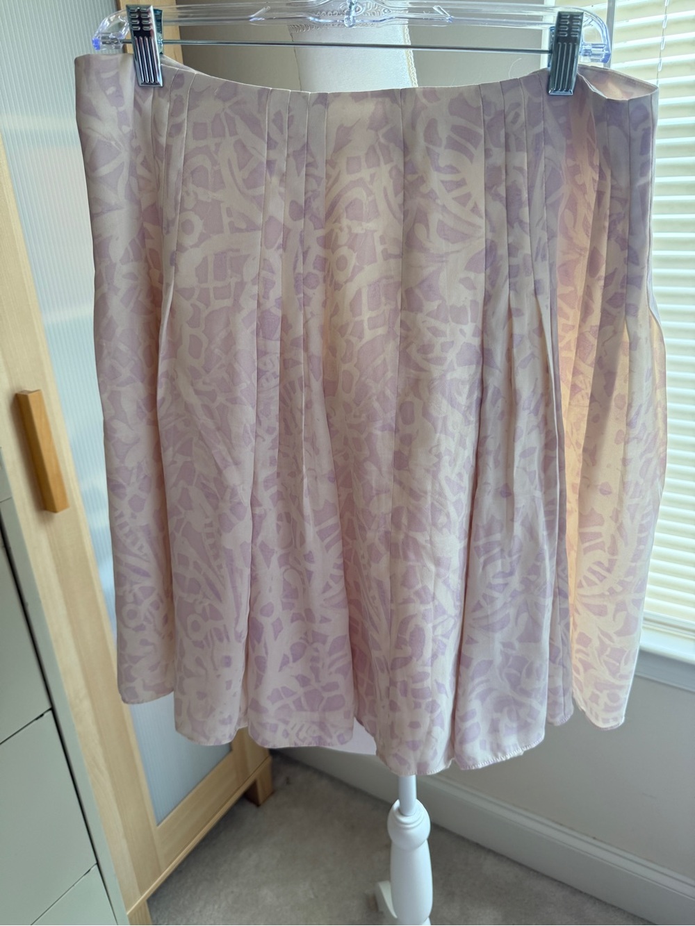 LOFT Pale Pink Patterned Pleated Circle Skirt